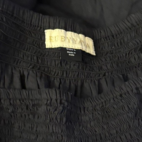 Anthropologie Ruby Yaya CottonTunic Embroidered Long Bell Sleeve Off ShoulderTop - Picture 7 of 9